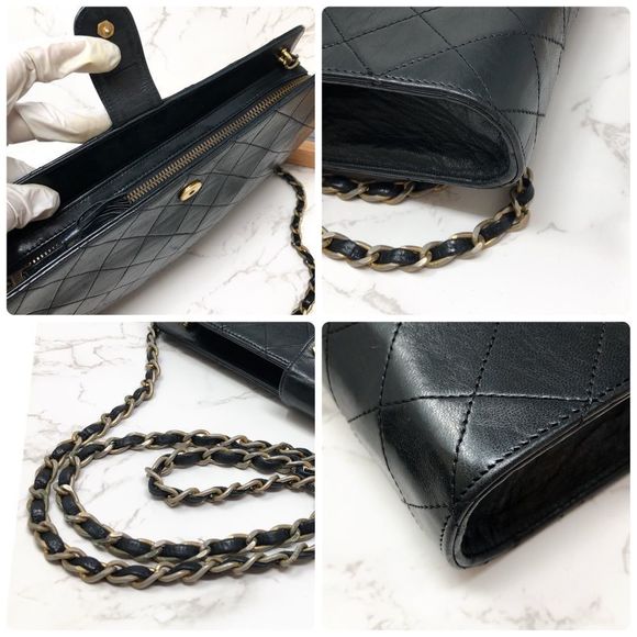 SOLD ✅ CHANEL Vintage CC Quilted Classic Single Flap Bag in Black Lambskin - Picture 12 of 13